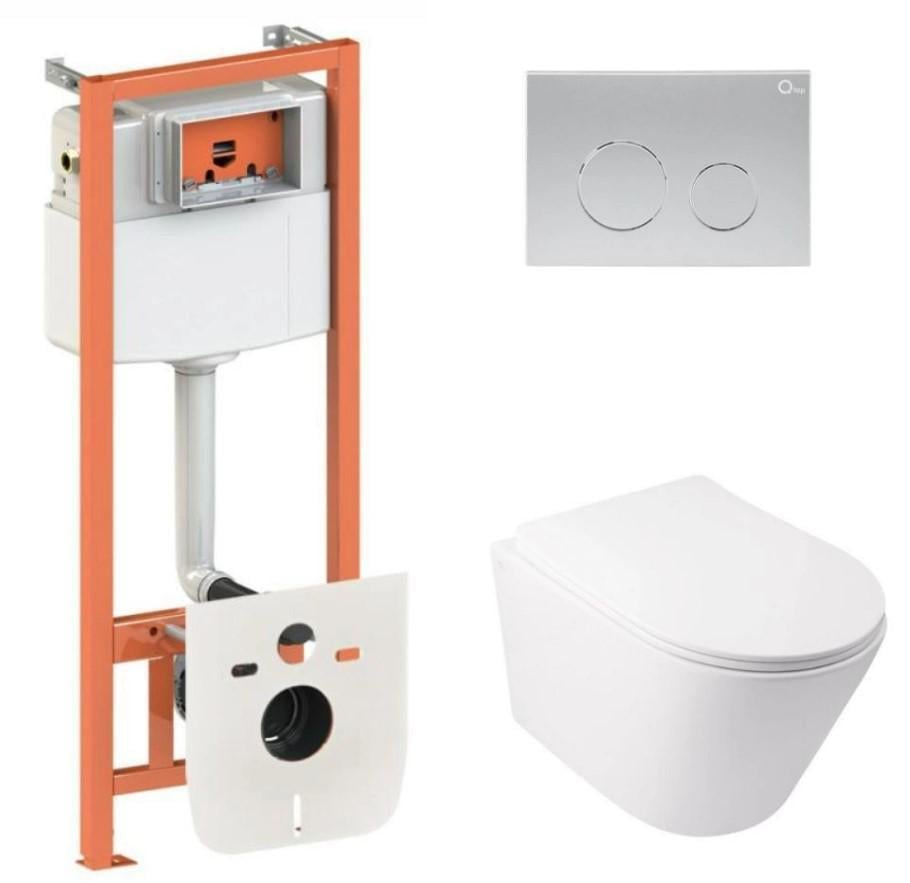 Комплект для ванной комнаты Qtap Nest 4в1 подвесной унитаз Swan Ultra Quiet 485x360x320 мм и установка QT16335179W45152 (66334)