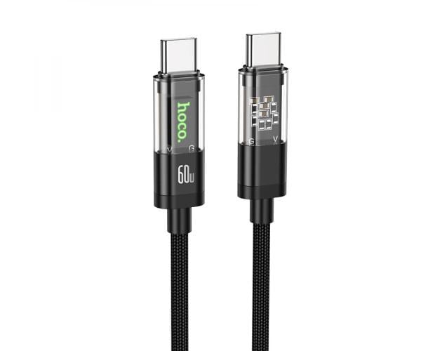 Кабель USB Hoco U116 LED Indicator Type-C to Type-C 60W 1,2 м Black/Transparent