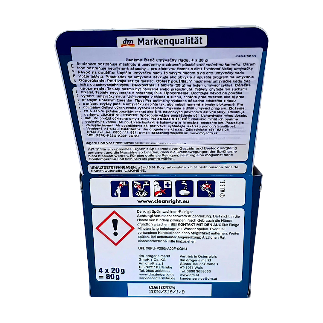 Таблетки для чистки посудомоечной машины Denkmit Spülmaschinenreiniger 4 таблетки по 20 г (664636dn) - фото 4