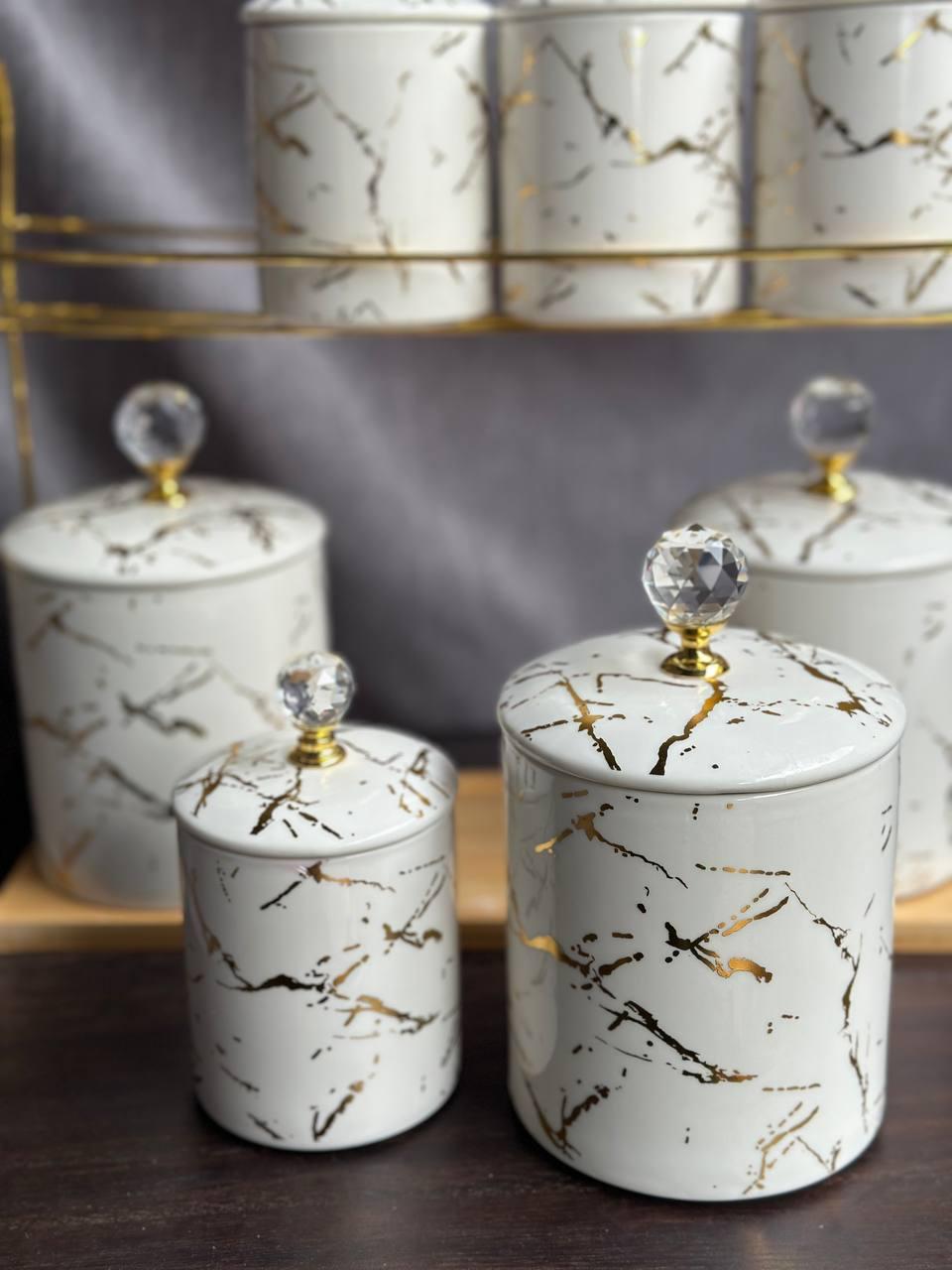 Набір банок для сипучих продуктів YiWu HP-1215 на металевій підставці 300 мл і 700 мл 8 пр. Білий - фото 4 Набір банок для сипучих продуктів YiWu HP-1215 на металевій підставці 300 мл і 700 мл 8 пр. Білий - фото 4