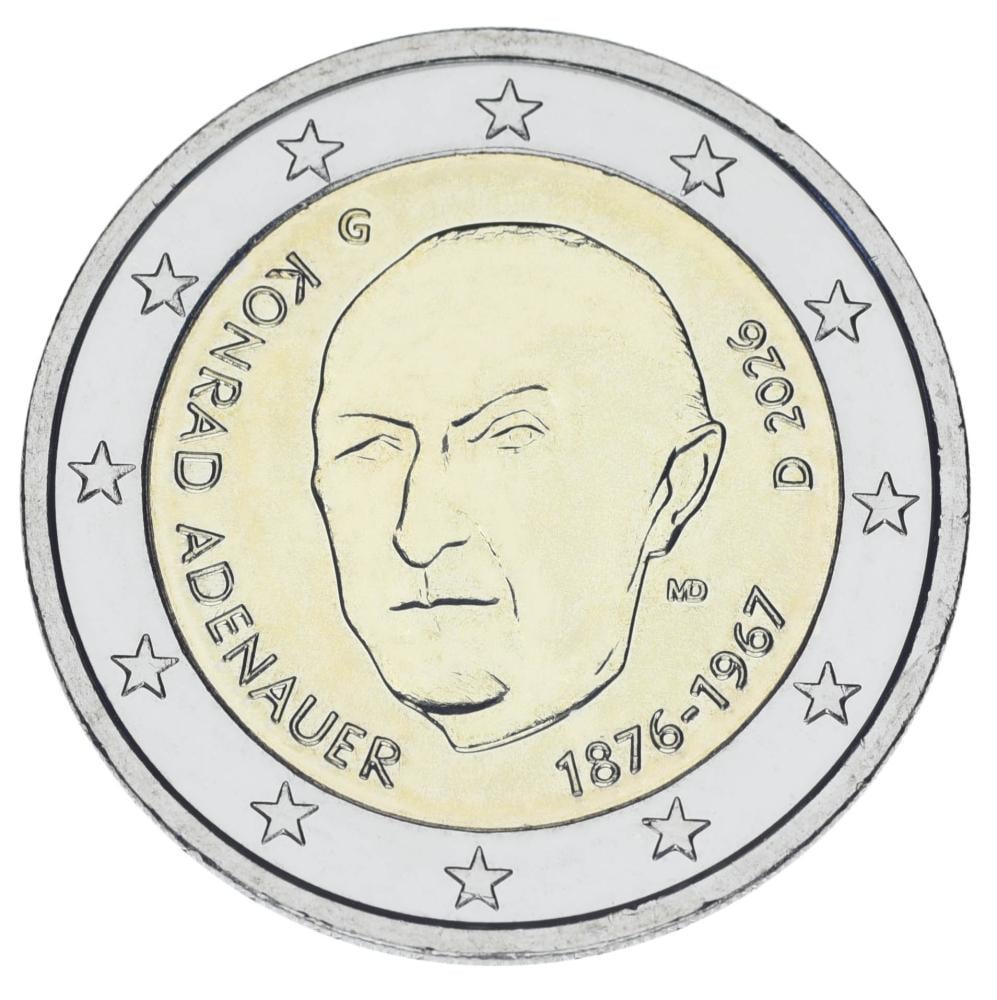 Коллекционная монета Германия 2 евро 2026 Биметалл UNC G Конрад Аденауэр (М24148)