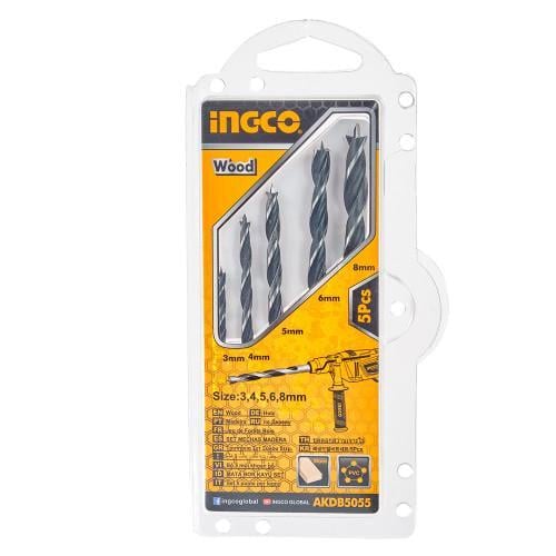 Набор сверл по дереву INGCO 3-8 мм 5 шт. (000143262)