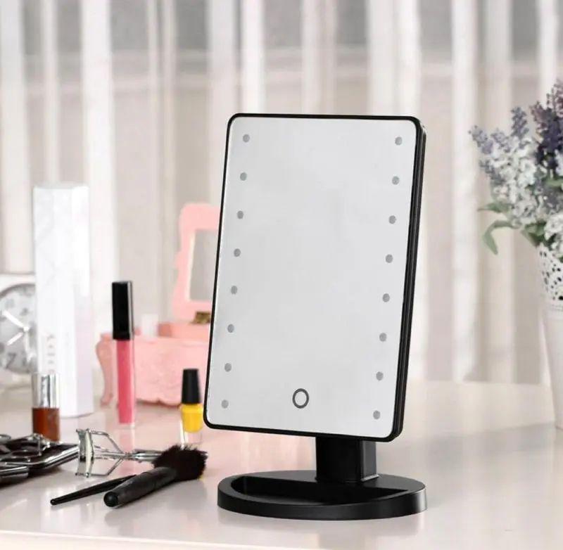 Зеркало с LED подсветкой и подставкой для макияжа Magic MakeUp Mirror с вращением на 180 градусов 21,5x16,5 см Черный