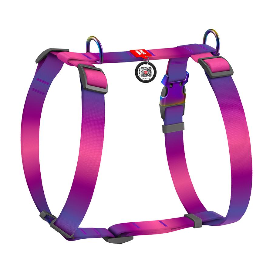 Шлейка для собак з QR-паспортом Waudog Nylon Recycled Градієнт анатомічна H-подібна L 25 мм А 50-90 В 60-100 Purple (46549) - фото 1 Шлейка для собак з QR-паспортом Waudog Nylon Recycled Градієнт анатомічна H-подібна L 25 мм А 50-90 В 60-100 Purple (46549) - фото 1