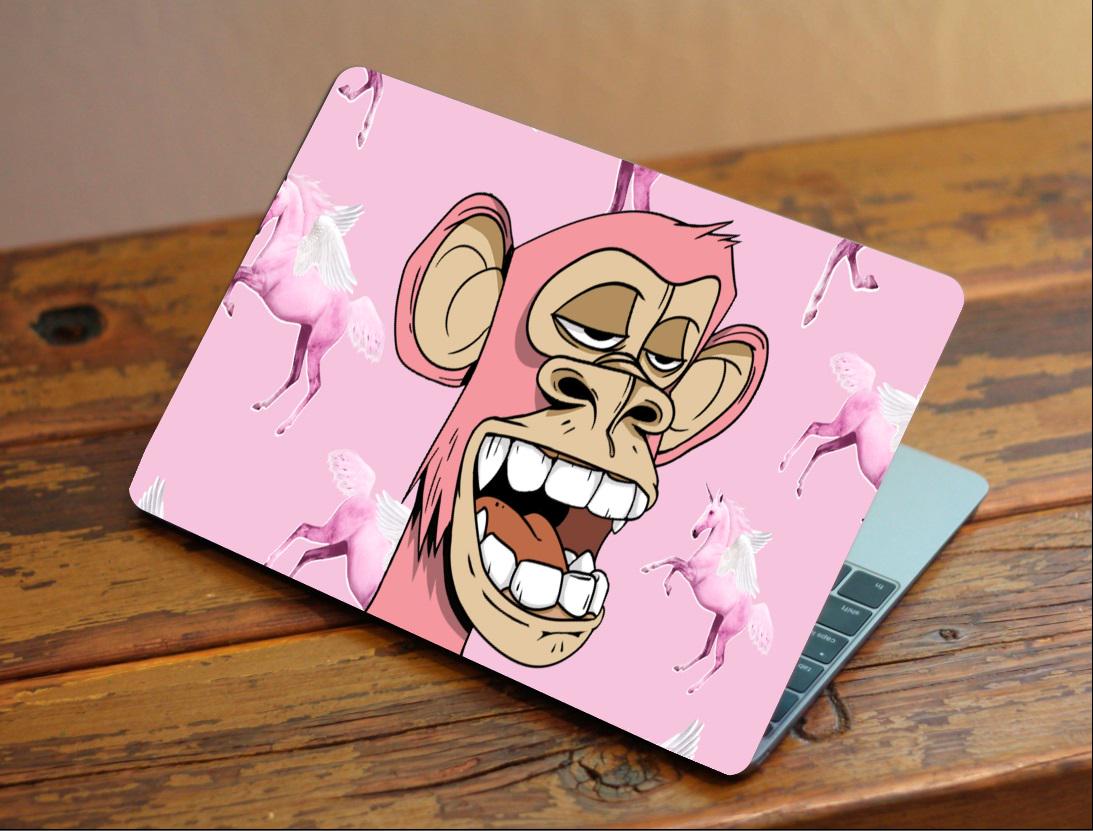 Захисна плівка-наклейка на ноутбук NFT Monkey Pink 385х260 мм