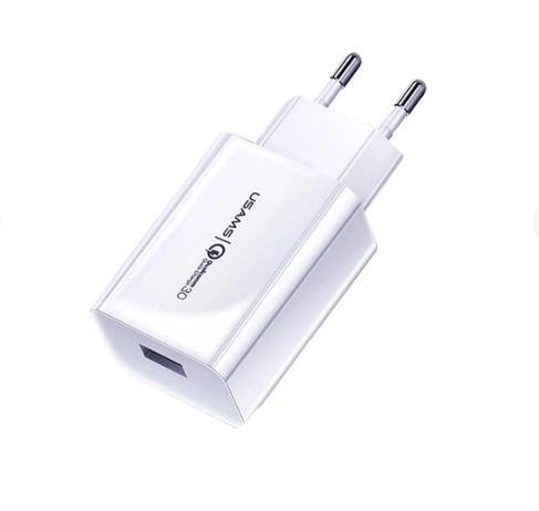 Зарядний пристрій Usams US-CC083 T22 Single USB QC3.0 Travel Charger EU White (CC83TC01)