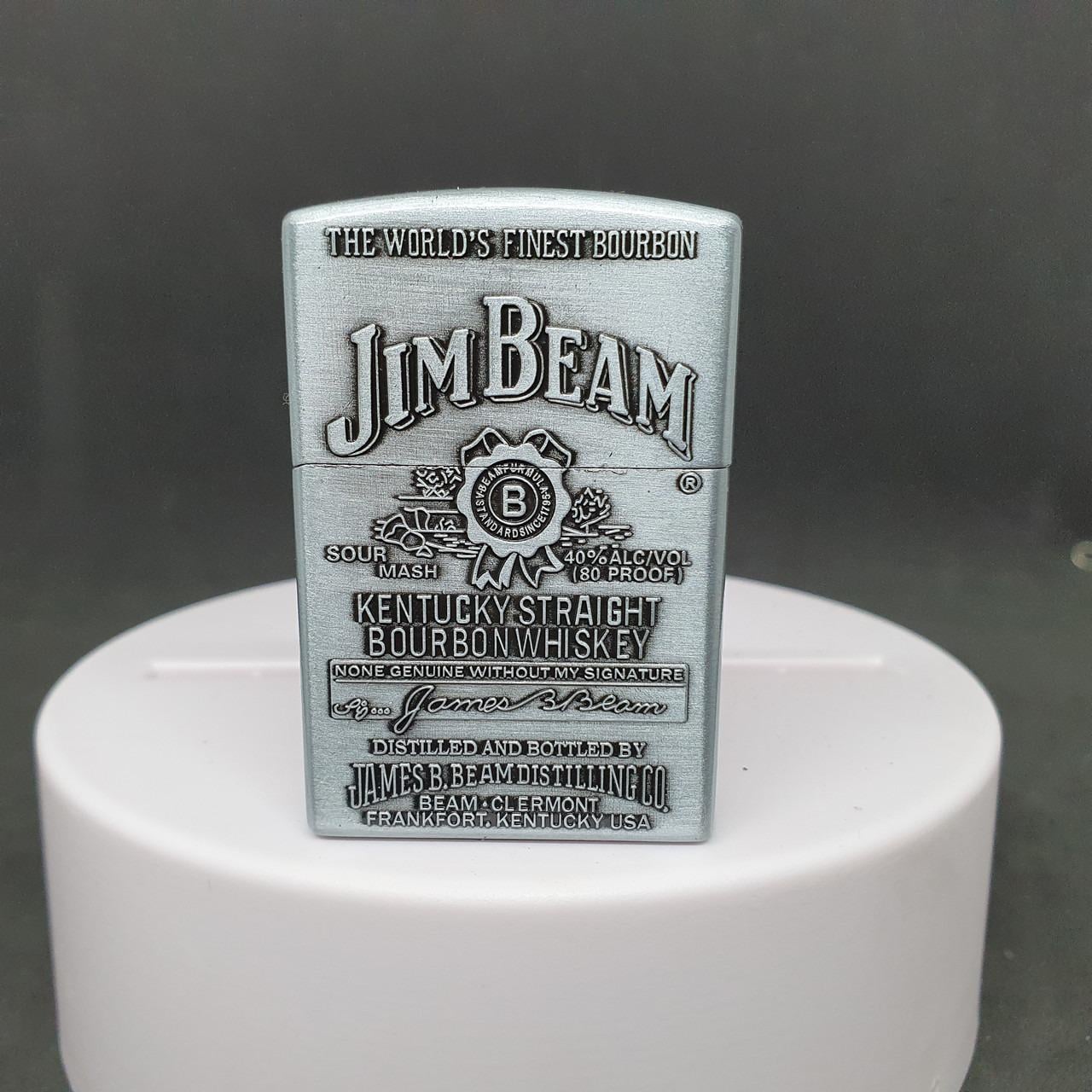 Зажигалка газовая кремниевая "Jim Beam" №1-2 Серебристый (27456772)