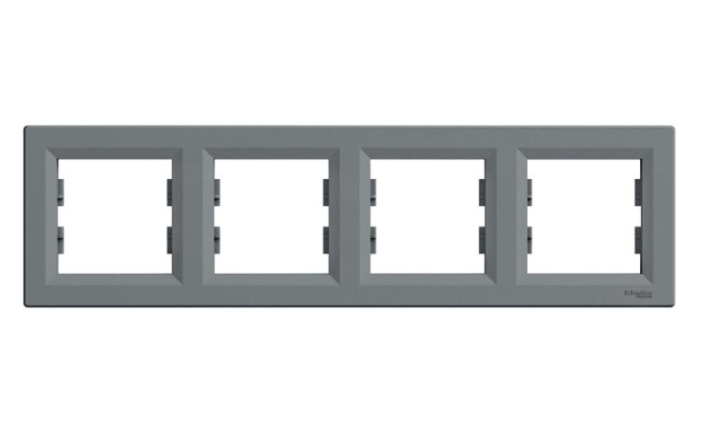 Рамка Schneider Electric Asfora ABS 4-местная горизонтальная Сталь (EPH5800462)