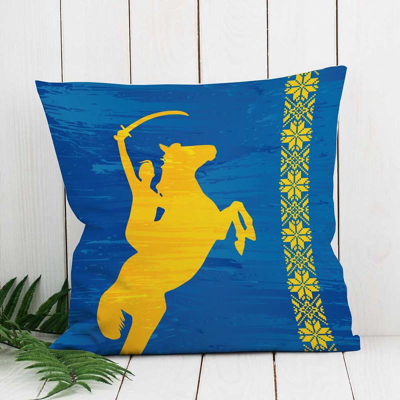 Декоративна подушка PromoZP Вершник флок односторонній 45х45 см Синій (111585)