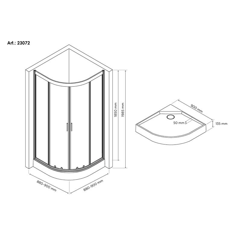 Душевая кабина Britc Lira 90x90 см с поддоном стекло 5 мм (67525) - фото 3