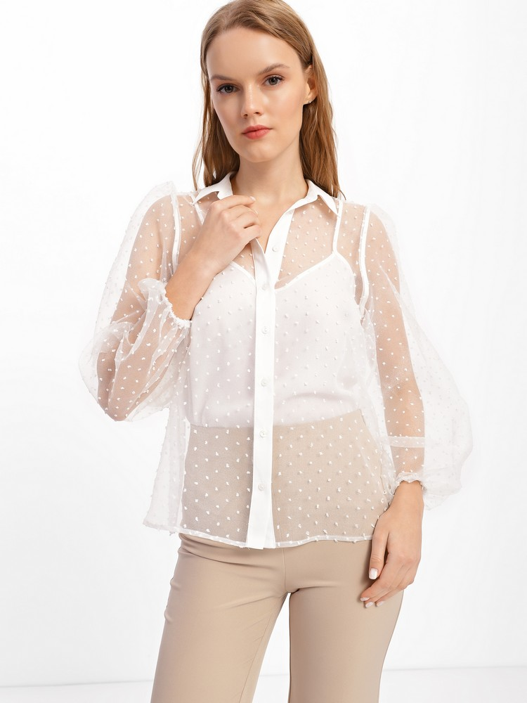 Комплект Блуза та майка Jhiva у горошок р. 42 Білий (70051400)