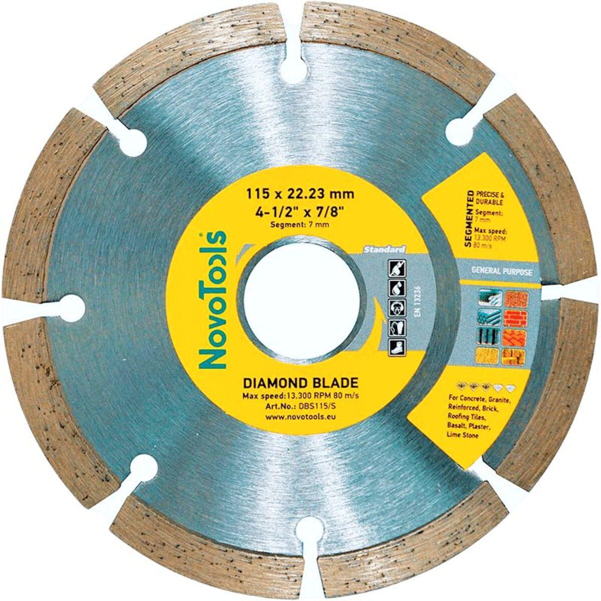 Диск алмазный сегментный NovoTools Standard 115 мм 7х22,23 мм (017408)