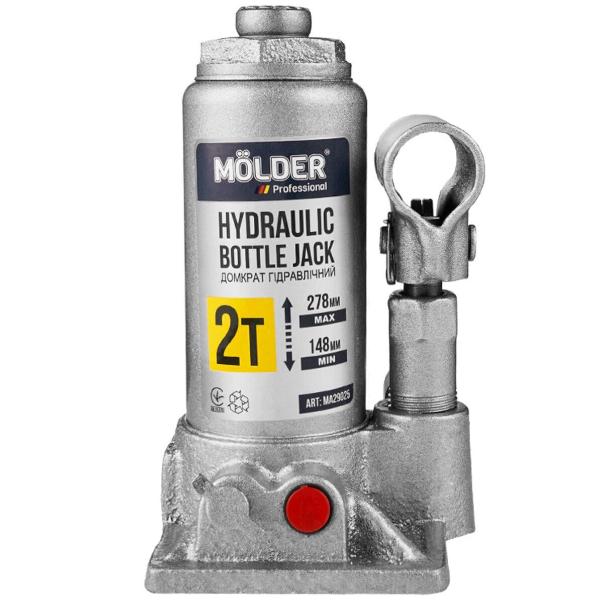 Домкрат гидравлический бутылочный Molder 2 т 148-278 мм в кейсе (MA29025)