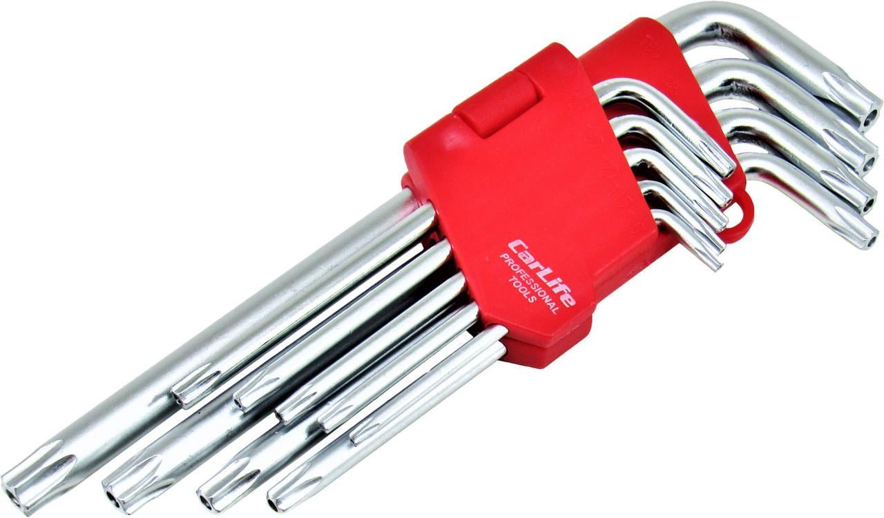 Набор звездочек Г-образных ключей Carlife TORX с отверстием Cr-V (WR2112) Набор звездочек Г-образных ключей Carlife TORX с отверстием Cr-V (WR2112)