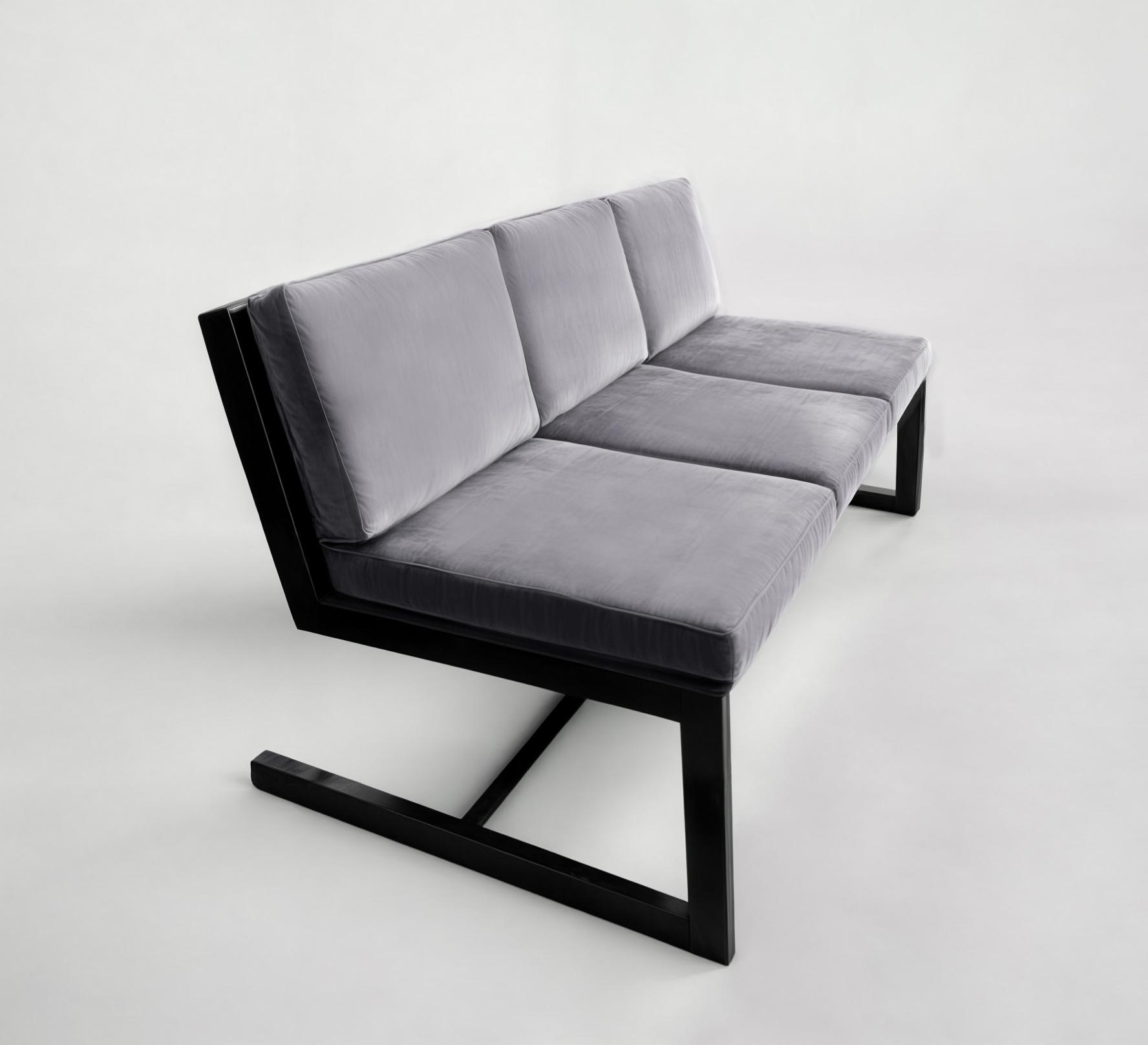 Диван металевий ТОБІ ШО Флекс/DV6 з 6 подушками для офісу дачі саду 750x1560x700 мм велюр Світло-сірий (29) - фото 2