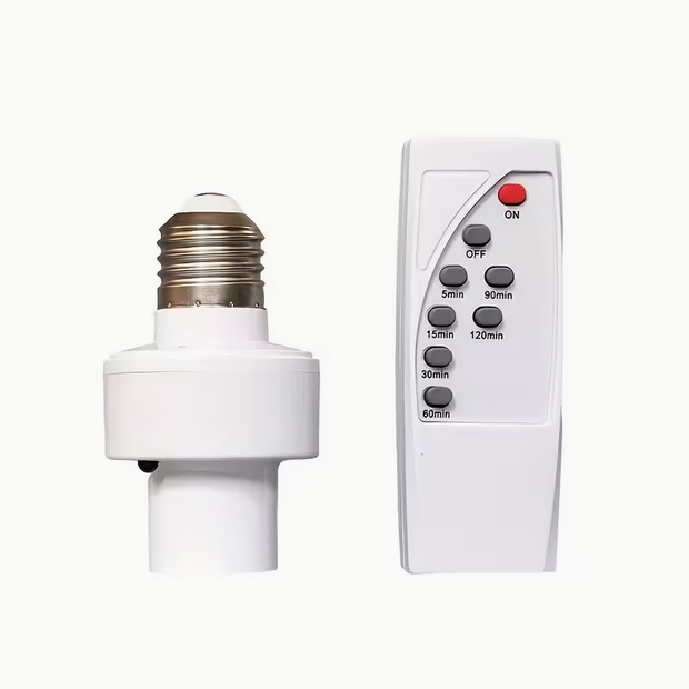 Тримач з пультом для лампи E27 таймер Білий (AC85)
