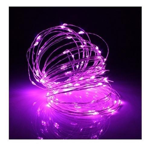 Гірлянда на батарейках 100 LED 3 АА мідний провід Pink (41407) - фото 2