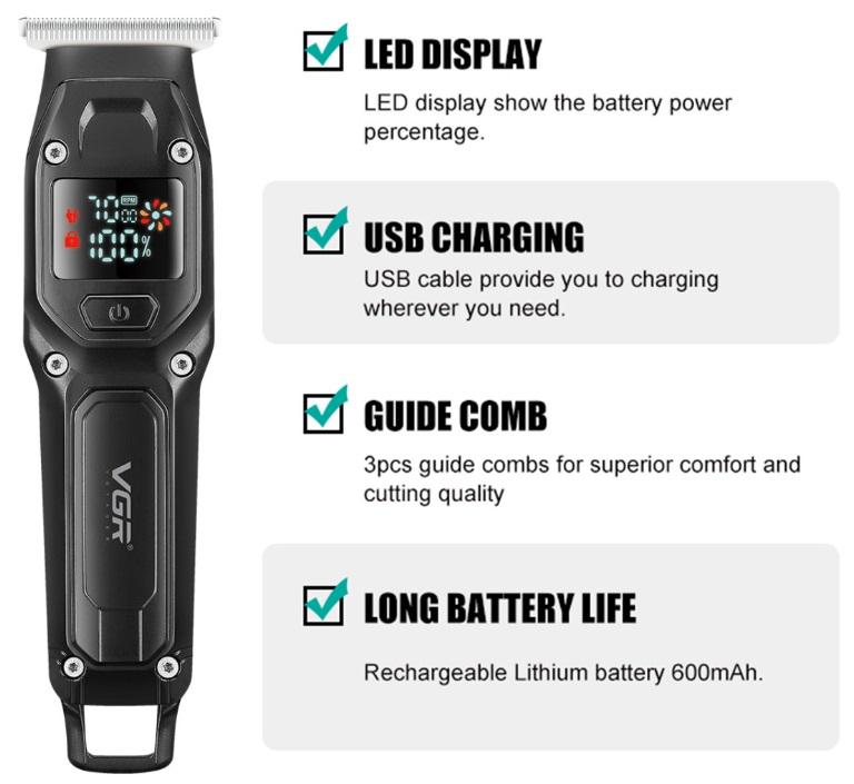 Триммер VGR V-964 Black - фото 2