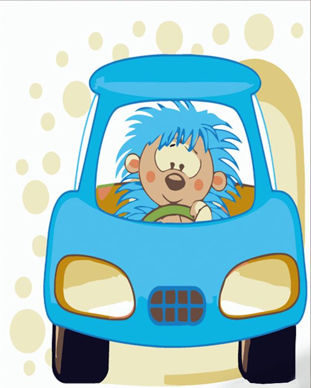 Картина по номерам Strateg Премиум Ежик на машинке 30х30 см (ES122)