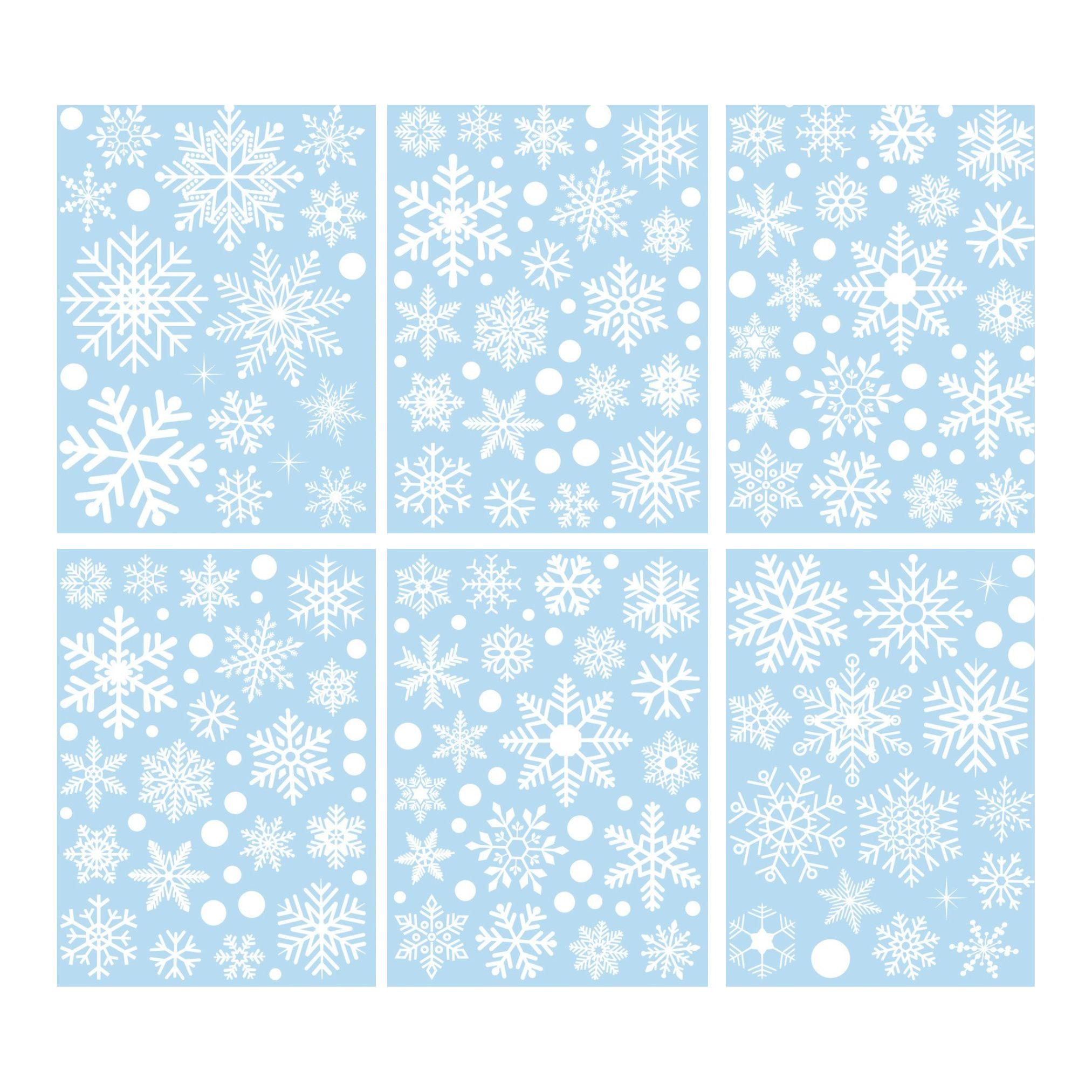 Новогодние наклейки на окна снежинки 6 л