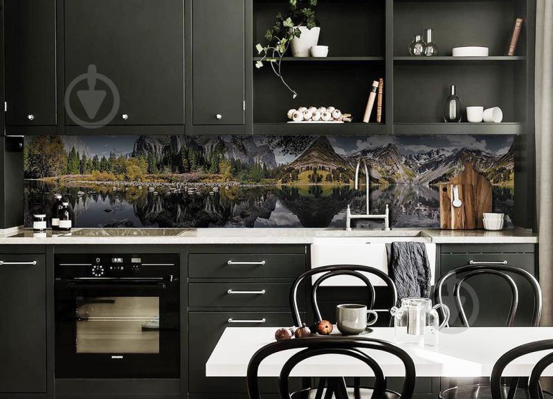 Скинали на кухню Zatarga «Лес Отражение в реке» 600х3000 мм виниловая 3Д наклейка кухонный фартук Z180594/2