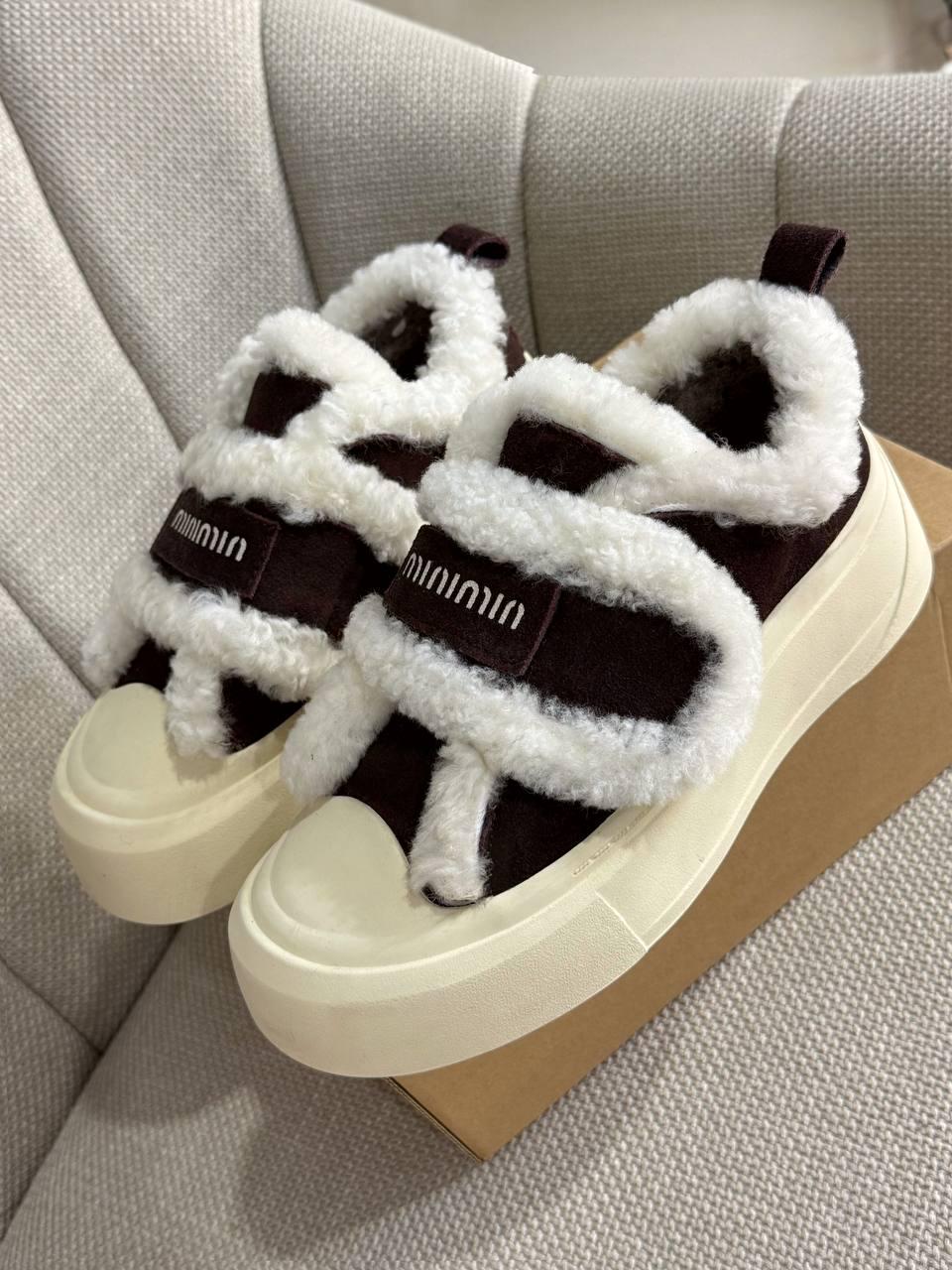 Кеди жіночі Hengji 15-6 з хутром та опушкою на липучці р. 41 Коричневий (5326) - фото 5