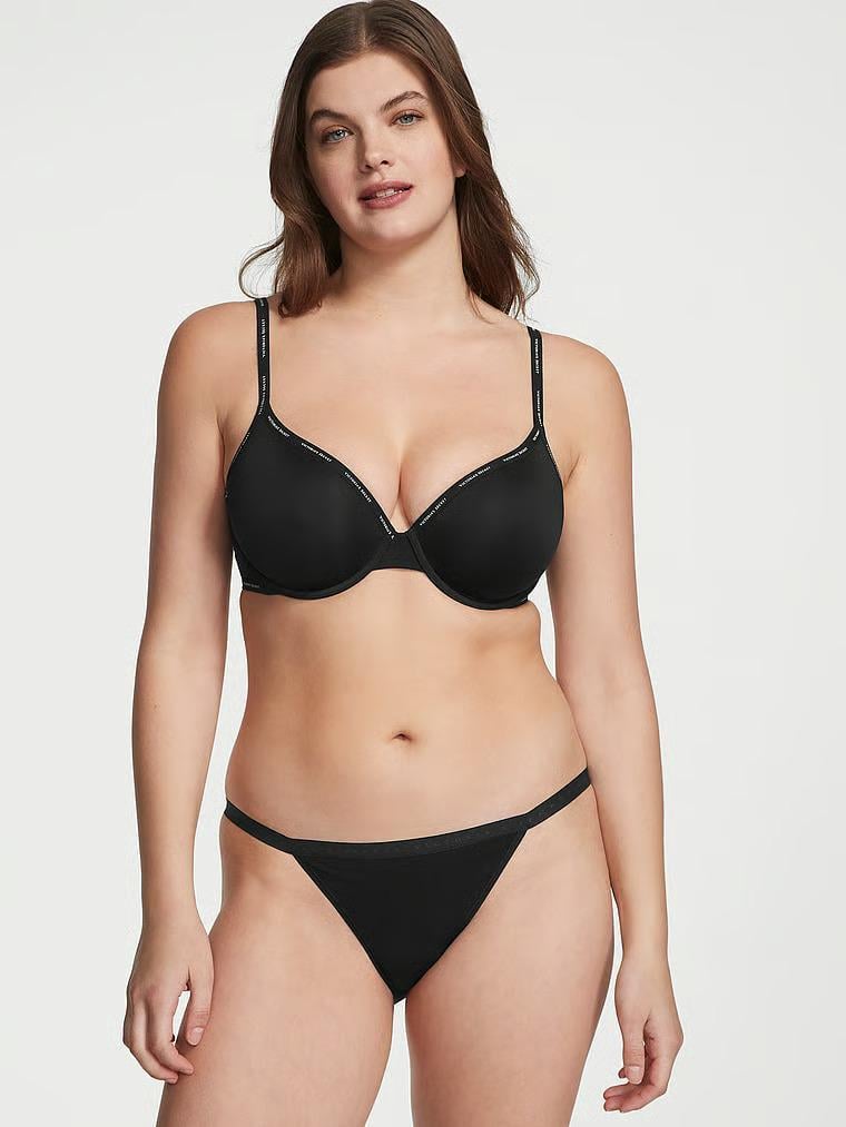 Трусики бікіні Victoria's Secret Stretch Cotton String Bikini Panty M Чорний (26824455) Трусики бікіні Victoria's Secret Stretch Cotton String Bikini Panty M Чорний (26824455)