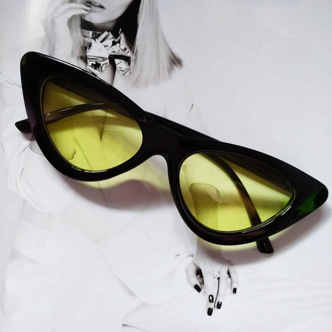 Очки треугольные солнцезащитные Кошачий глаз Черный/Желтый Очки треугольные солнцезащитные Кошачий глаз Черный/Желтый