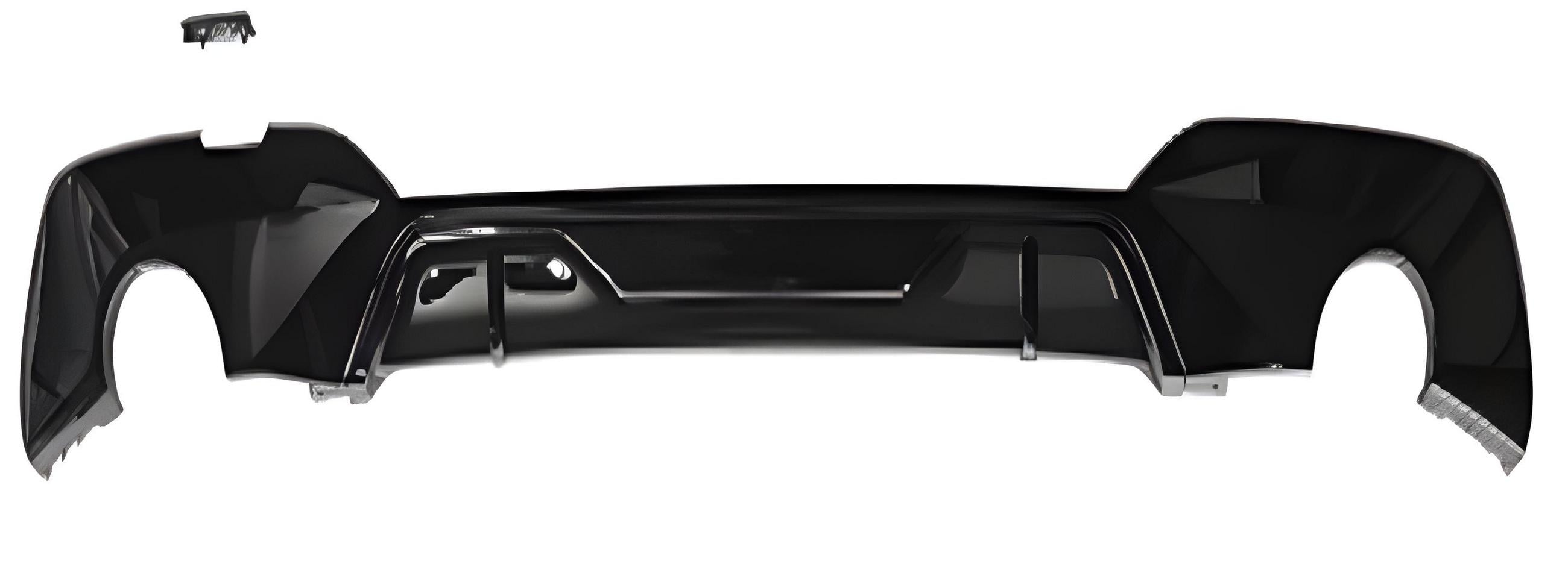 Диффузор заднего бампера GBT для M-Sport 2018-2022 под круглые насадки для BMW 3 серия G20/21 2018- рр. abs-пластик Черный (176752)