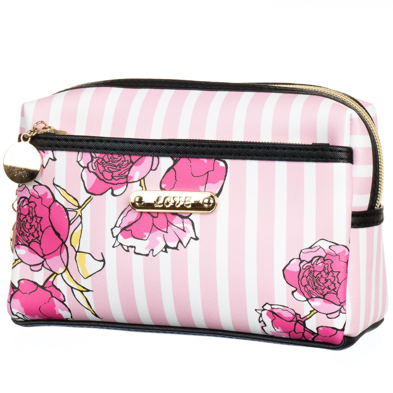 Косметичка с двумя отделениями Elisey Розы из эко кожи Розовый (116-81-002LL)