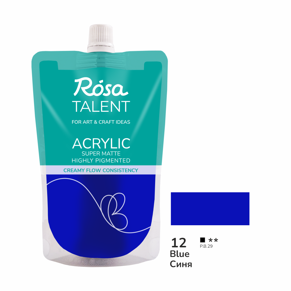 Акриловая краска Rosa Talent 200 мл 12 Синяя (Az1-4823098548829)