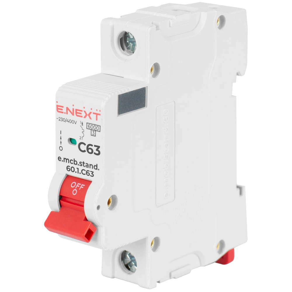 Автоматический выключатель ENEXT модульный e.mcb.stand.60.1.C63 1р 63А C 6кА (99-00021453)