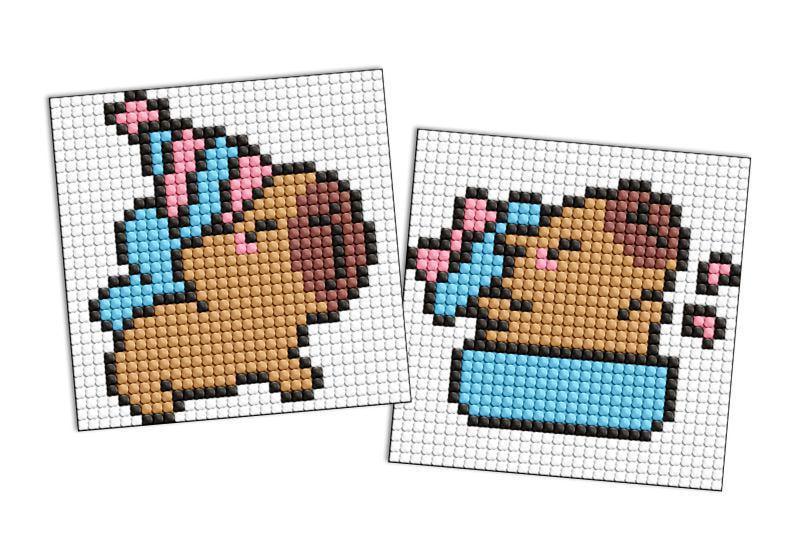 Алмазна мозаїка на стікері Ideyka Капібара святкує з 2 сюжетів 9х9 см (Id-AMS1164)