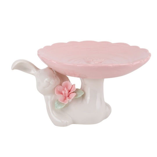 Підставка Кролик з квіткою 9 см Рожевий (5009-028)