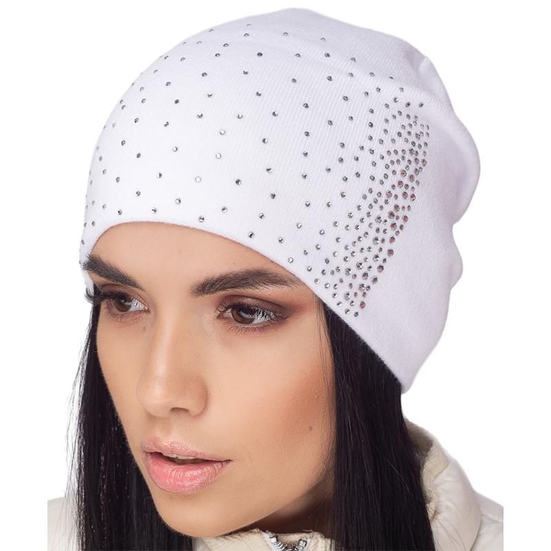 Шапка женская Leks ЛАДЬЯ утепленная флисом шерстяная One size Белый (104265)