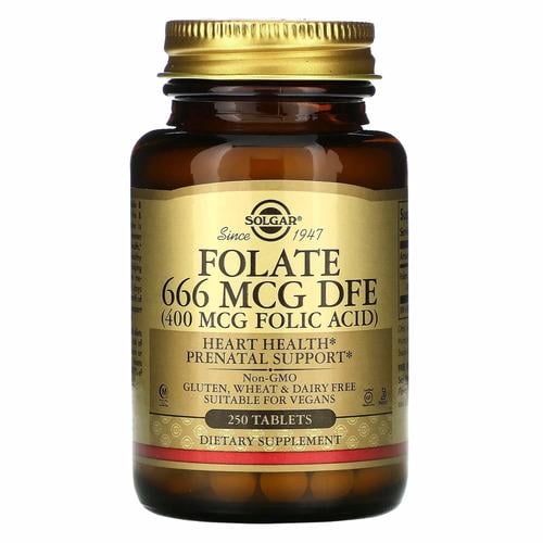 Фолиевая кислота B-9 Solgar Folate 666 mcg 400 mcg Folic Acid 250 табл. (SOL-01081)