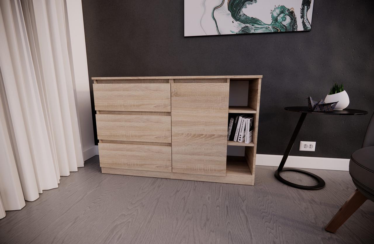 Комод MEBEX на 3 шухляди з відкритою нішею 120х40х77 см Дуб Сонома (VERTO3B1200DS) - фото 3 Комод MEBEX на 3 шухляди з відкритою нішею 120х40х77 см Дуб Сонома (VERTO3B1200DS) - фото 3