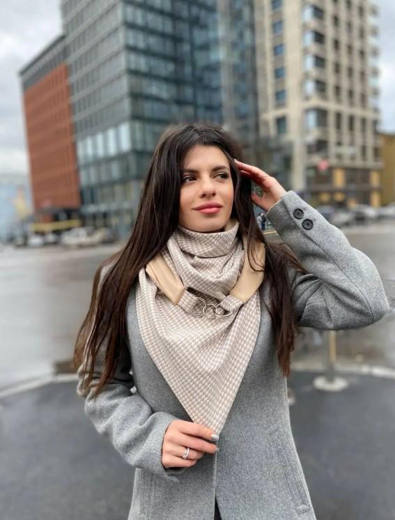 Шарф жіночий My scarf 2-сторонній вовняний картатий Единбург на кільцях Бежевий (30569774)