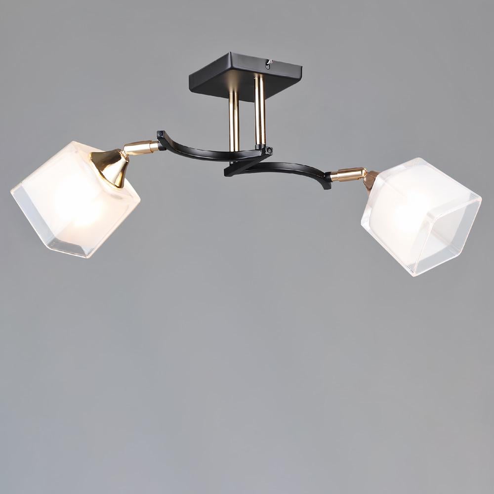 Люстра стельова Light House SR-20292/2 BK/FGD L550хW170хH210 E27 плафон білий з прозорим Чорний/Золотий