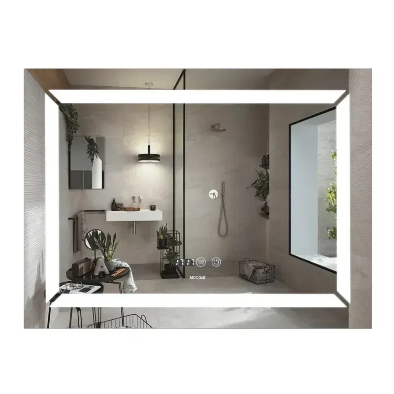 Зеркало MIXXUS Light MR01-80x60 MI5998 часы/LED подсветка/антизапотевания (2384876505)