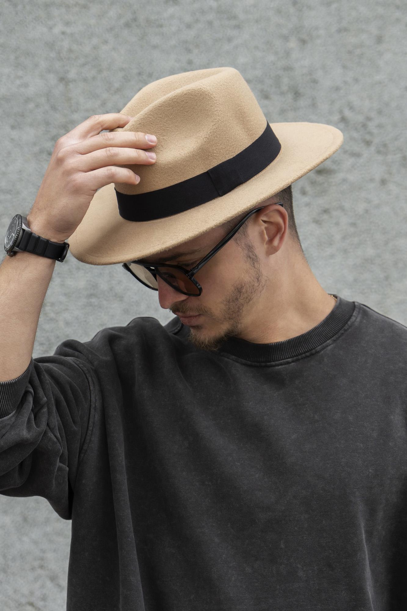 Шляпа мужская Without Fedora с лентой Beige (8049692)