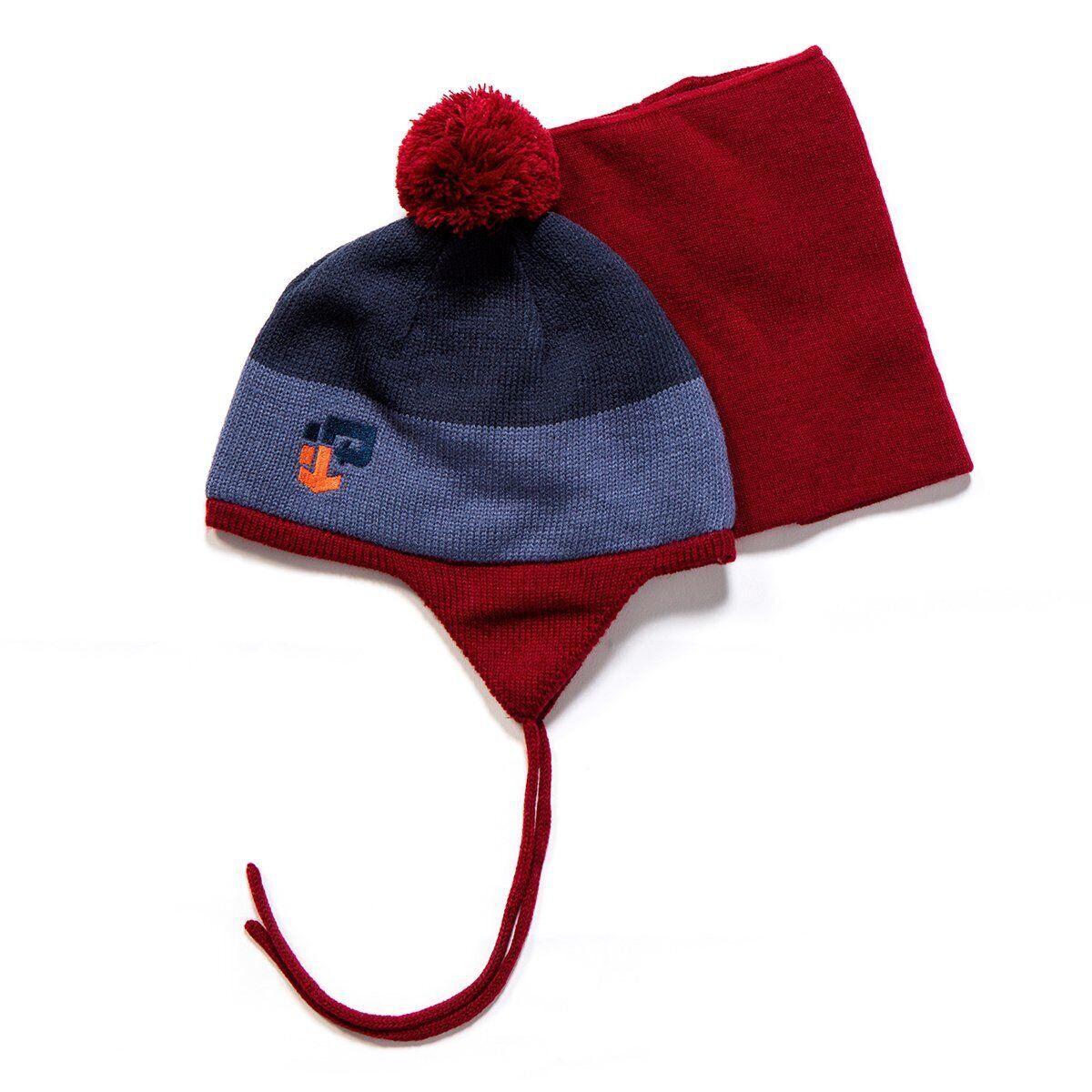 Шапка с баффом вязаные для мальчика Peluche&Tartine F17ACC53EG зимние 50-52 см Темно-вишневый/Васильковый (F17ACC53EG-Spicyredpepper-3/5)