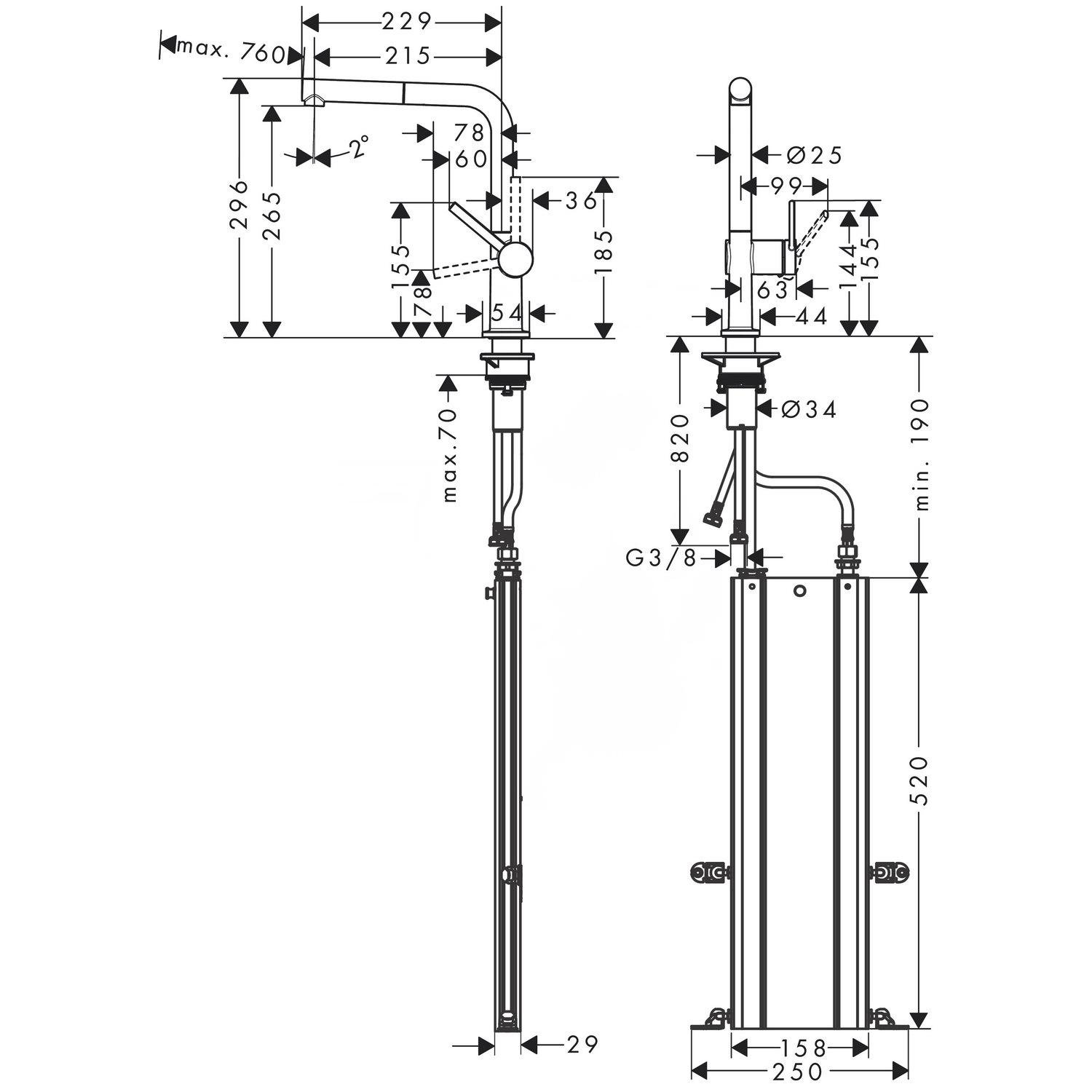 Змішувач для кухні Hansgrohe Talis M54&sBox 72809670 із висувною лійкою Чорний (126052) - фото 2