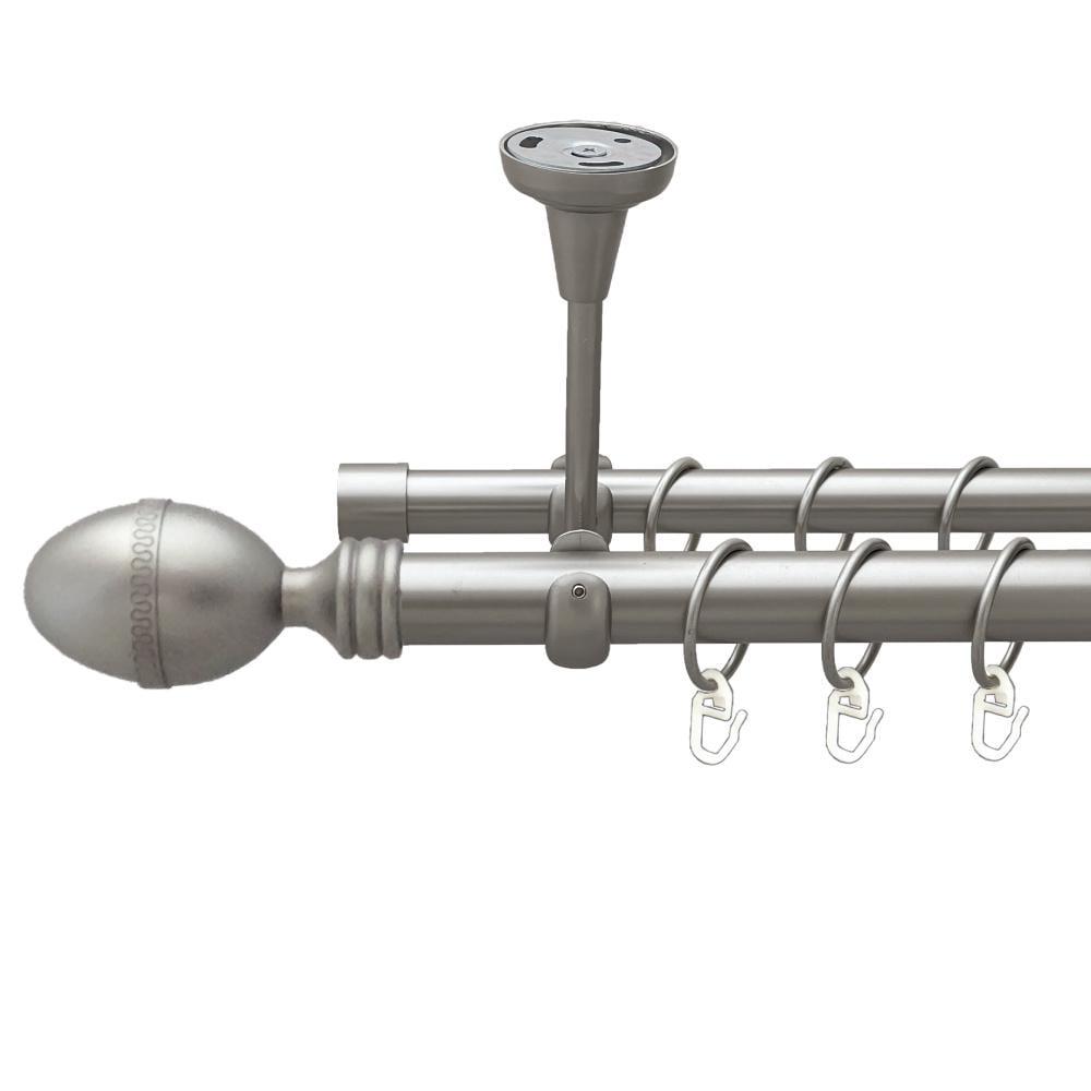 Карниз металлический Orvit Фарже двухрядный открытый к потолку/гладкая труба/кольцо металлическое Сатин 25/19 мм 240 см (00-00023966)