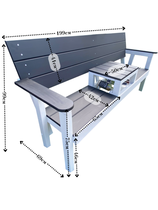 Лавка садова з центральним столиком та міні-баром 199х99х69 см - фото 4