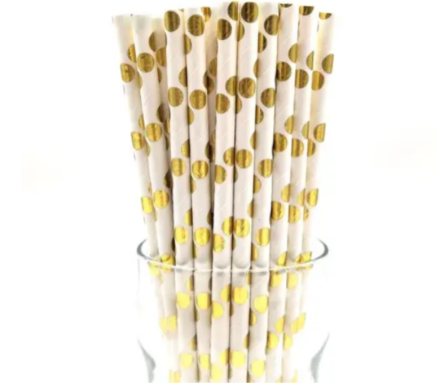 Трубочки коктейльные в горошек 25 шт. 20 см Золотисто-белый (2108/14) - фото 2 Трубочки коктейльные в горошек 25 шт. 20 см Золотисто-белый (2108/14) - фото 2