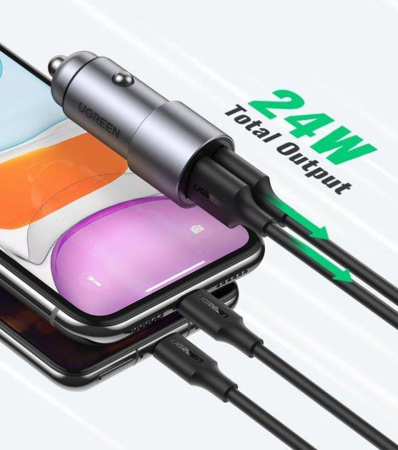 Автомобильное зарядное устройство UGREEN CD130 24W Dual USB-A Car Charger Gray (50592) - фото 3 Автомобильное зарядное устройство UGREEN CD130 24W Dual USB-A Car Charger Gray (50592) - фото 3