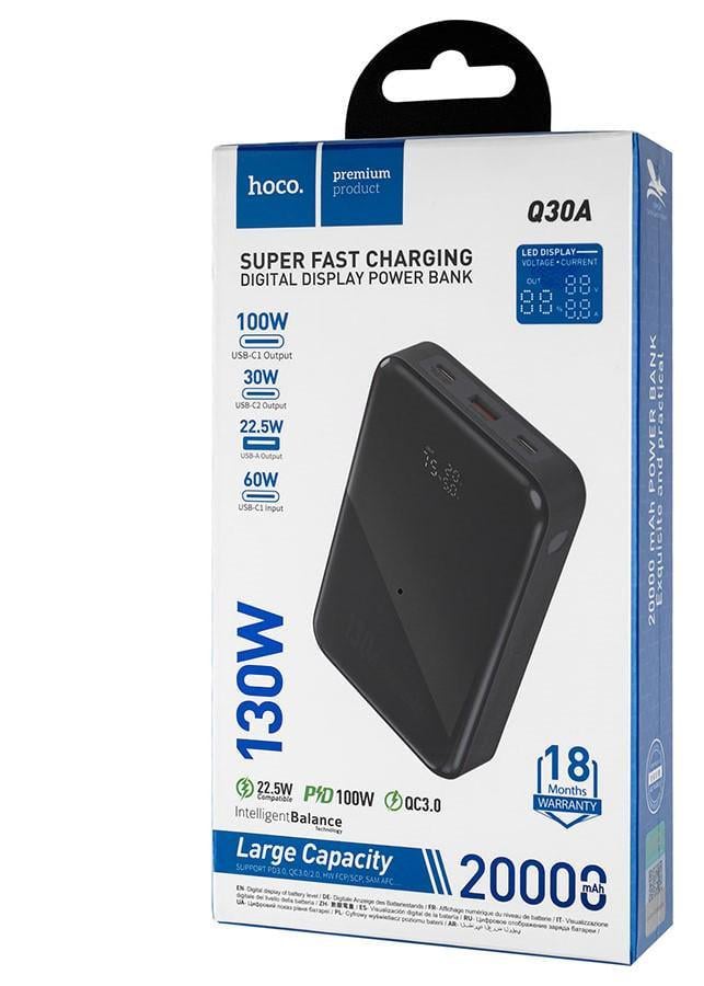 Повербанк Hoco Q30A 130W 20000 mAh Metal Gray (6942007634069)