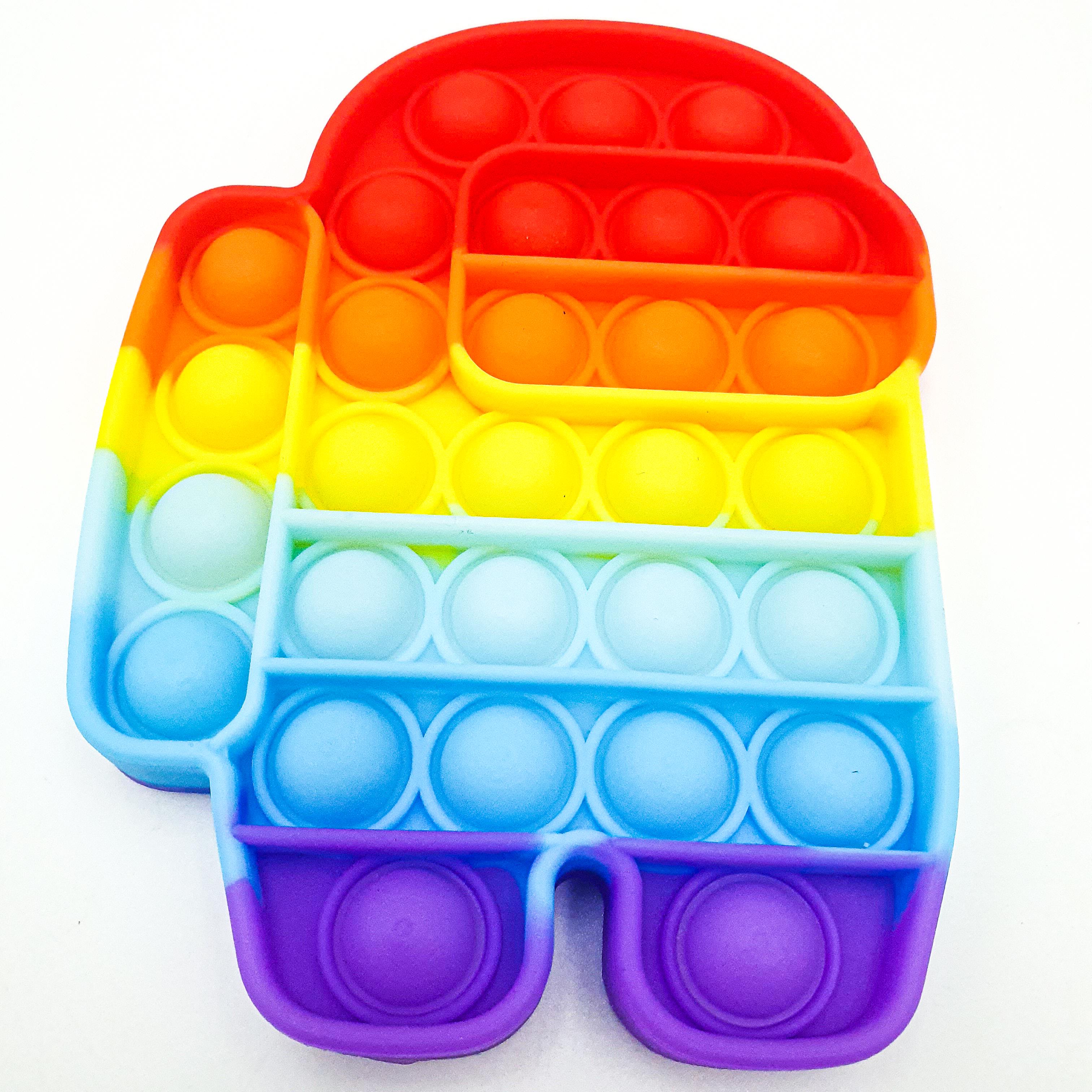Сенсорная игрушка антистресс силиконовая бесконечная пупырка поп ит UKC Pop It Fidget Амонг ас радуга