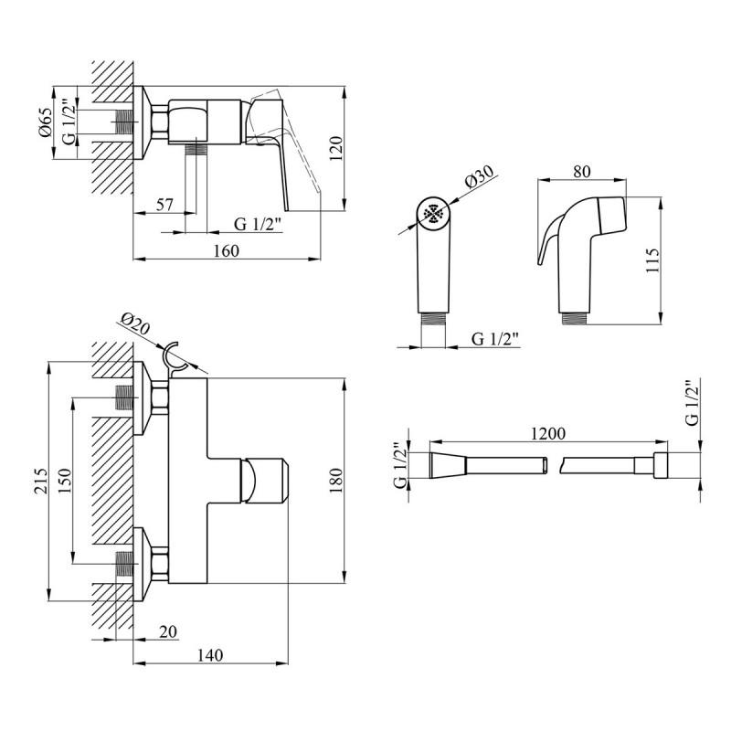 Гигиенический душ наружного монтажа Kroner KRP Enzo-C052 (C052) - фото 6